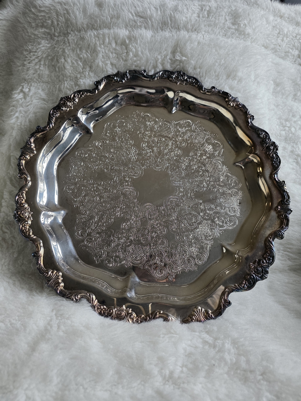 1960 Wallace Vintage Ornate Silver Serving Tray - Decorative Home Accent